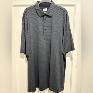 Greg Norman Collection Men's Black and Gray Striped Polo